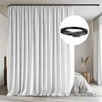 Room Divider Curtains with Flexible Ceiling Tracks Set,Blackout Curtain Ceiling Mount Curtain Track Privacy Room Dividers Ceiling Track Curtain Rod(White Drape & Black Rail W 8.3 × H 7 FT)
