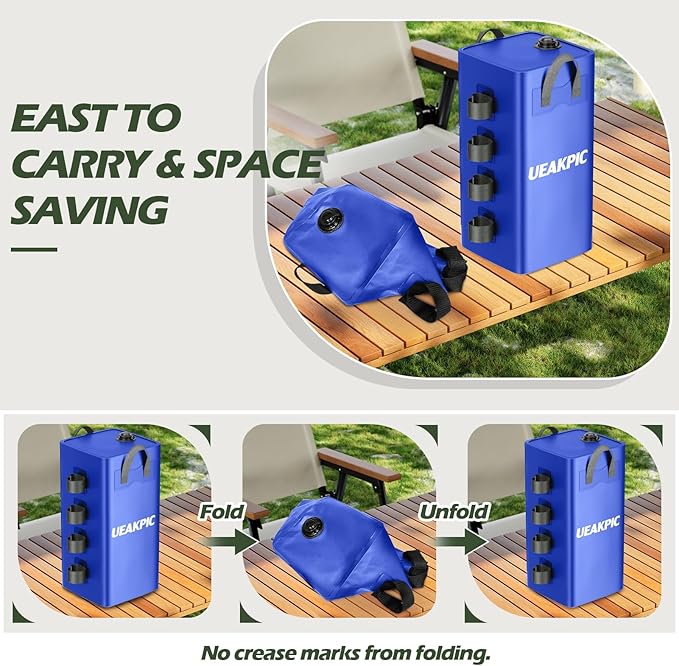 Canopy Weights, 220 LBS Heavy Duty Set of 4 Tent Water Leg Bags for Outdoor Gazebos, Umbrellas, Pergolas, Sunshades & Patio Furniture (Blue 25L x 4)