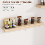 Fuqing Natural Floating Shelves, 36 Inch Set of 2, Raw Wood for Living Room & Home Office
