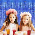 3 Pack Foil Fringe Backdrop - Royal Blue Shiny Tinsel Curtains for Party Decoration/Photo Booth Props - 3.3x8.2 FT Metallic Foil Backdrop for Birthday, Wedding, Graduation, Christmas.