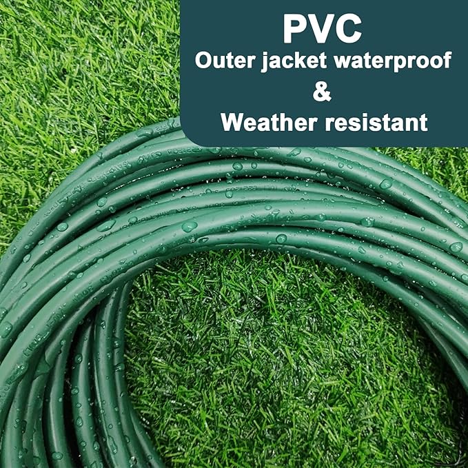 50 Ft Indoor Outdoor Green Extension Cord, 16/3 SJTW Heavy Duty Water-Resistant, 3 Prong Grounded Plug Power Cord for Home Appliance, Lights and Lawn, 13A 1625W, UL Listed