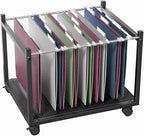 Aquzee Rolling File Cart, Hanging File Folder Organizer, File Storage Under Desk for Home Office, Wooden File Holder Fits for Letter Size, Black