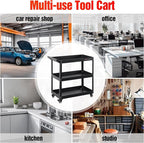 Service Tool Cart on Wheels - 3 Tire Rolling Cart, Industrial Commercial Service Cart TQ112