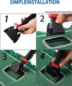 Matthew Cleaning Jaw Clamp Mop Handle, Snap-On Fiberglass Dust Mop Handle for Floor Cleaning, Gripper Holder with Clip-On Connector for Janitorial Supplies, Commercial Use,Restaurants, 60 Inches Red