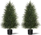 Mavis's Diary Artificial Topiary Ball Tree, Indoor Realistic Faux Boxwood Bush Potted Plants, Outdoor Fake Shrubs Cedar Evergreen Plants for Home Living Room Front Porch Decor (2, 4ft)