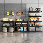 5 Tier Metal Shelving Unit, Adjustable Storage Shelves, 72" H x 35.43" W x 15.8" D Heavy Duty Garage Shelves for Warehouse, Basement, Kitchen, Pantry, Living Room, Black