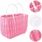Cabilock Market Basket Woven Straw Basket African Basket Straw Beach Bag Reusable Grocery Shopping Bag Tote Bag Big Capacity Travel Tote Purse