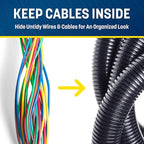 GS Power 1/2 Inch x 50ft Split Wire Loom Tubing, Split Cable Sleeve Cord Protector for Industrial Electrical Wires, Automotive Wire Cover Flexible, High Temperature Cable Conduit, Wrap