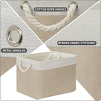DULLEMELO Storage Baskets Large 16"x12"x12" Tall Rectangular Baskets Fabric Storage Bins for Organizing, Collapsible Shelf Baskets Boxes for Closet, Clothes, Toys (2 Pack,White&Khaki)