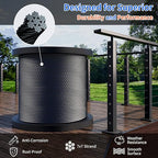 1/8 T316 Black Stainless Steel Cable – 350FT Wire Rope for Cable Railing Kit and Hardware – Premium Marine-Grade, Flexible, Corrosion-Resistant for Railing, DIY, and Outdoor Use