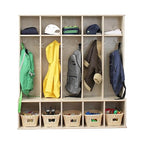 Factory Direct Partners Birch 5-Section Coat Locker with Bench, 10 Storage Cubbies and Coat Hooks; Durable, Sturdy Furniture for Home, Daycare, Preschool, Montessori Classroom