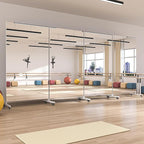 Hasipu Home Gym Mirror 360° Swivel on Wheels, 78.7" x 35.4" Extra Large Full Body Rolling Mirror for Yoga Studio, Bedroom, Dancing Studio, White