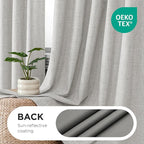 Joydeco Pinch Pleated Curtains - 100% Blackout for Bedroom, White Linen Curtains 40" W x 63" L, Thermal Insulated 2 Panels Light Blocking Drapes, Back Tabs for Living Room