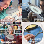10X Magnifying Glass with Light and Stand, Lighted Magnifying Glasses for Close Work, Reading, Crafts, Jewelry, Sewing, Soldering, Desk Lamp with Adjustable Stainless Steel and Real Glass Magnifier