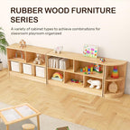 wingyz Montessori Bookshelf Rubber Soild Wood, 5-Section Wooden Storage Cabinet, 2 Shelf Bookcase Toy Storage Organizer, 35.4" L Montessori Shelf for Kids Rooms Classroom Nursery Daycare, Child-Safe