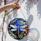 8 Inch Stained Glass Suncatcher Ornament, DOUHASU Dragonfly Sun Catchers Indoor Window, Stained Glass Window Hanging, Home Decor, Dragonfly Lovers Gifts for Women, Mom, Grandma, Friend