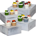4 Pieces Wooden Cake Stands,Antique White Cupcake Stands for Display,12 inches Square Wooden crates,Wood Display risers for Wedding,Birthday Party,Christmas,etc. (Antique White)