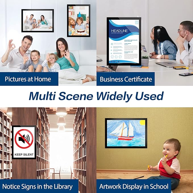 Acrylic Sign Holder 8.5x11 Wall Mount - 5 Pack Adhesive Frames, Magnetic Frame, Document & Picture Holder for Wall, Door, Glass Acrylic Frame with Strong Magnetic Sign Holder