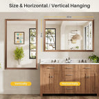 55x36 Inch Bathroom Mirror for Wall, Anti-Rust Walnut Wood Grain Metal Framed Bathroom Mirrors for Over Sink,Rectangler Mirrors for Bathroom Vanity, Farmhouse, Bedroom, Living Room, Entryway Decor