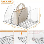 Yieach 2 Pack Acrylic Purse Organizer for Closet - Adjustable Purse Storage and Bag,Handbag Organizers,Clear Shelf Dividers for Closet Organization,Towel,Purse Divider & Display and Clutch Organizer