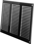 Repa Market 12x8 Inch Air Vent Cover/Black Galvanized Steel Louvered Grill Cover with Mesh Screen/Wall or Ceiling Vent/Durable Flush Mount HVAC Register for Indoor and Outdoor Ventilation