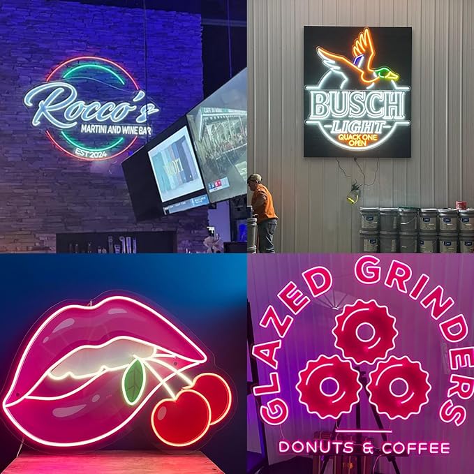 Custom Neon Sign Logo, Personalized LED Shop Name Logo Sign for Business Wall, Illuminated Neon Lights Customizable Upload Picture UV Printed for Bar Nail Office Room Home Decor, Size 10-60in Large