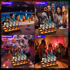 2-Pack 16‘’ LED Lighted Liquor Display, 3-Tier 30Inch Total Bar Shelves for Liquor Bottle, Illuminated Home Bar Shelf with RF & App Control, 7 Colors, Music Sync& 1-4H Timming, Light-Up Whiskey Rack