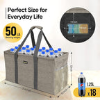 BALEINE Extra Large Utility Tote Bag with Wire Frame for Storage (Beige, 22''x12''x10'')