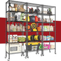 3 Pack Rolling 6-Tier Space-Saving Garage Wire Rack Shelving, 14"D x 24"W x 71"H Adjustable Metal Shelving with Wheels, 750 lbs Capacity Heavy Duty Storage Shelves for Garage, Closet & Kitchen, Black