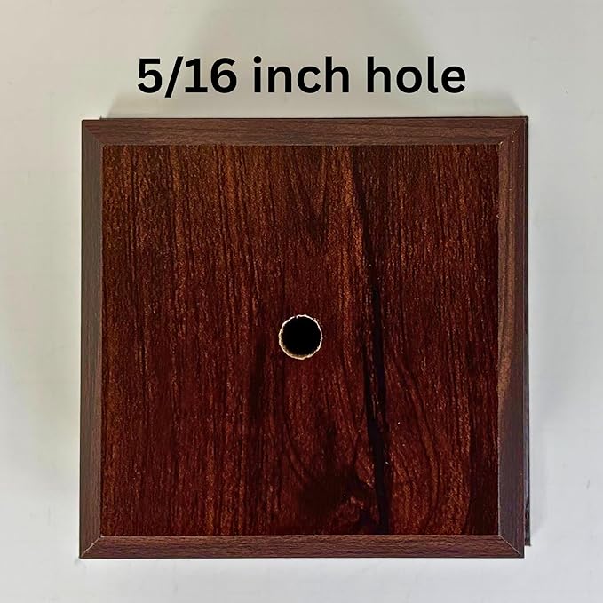 Display Base Pedestal Cherry Finish with 5/16" Center Hole – Square Stand Blank for Trophies, Figurines, 3D Prints, DIY Projects – Available in Multiple Sizes (4"Lx4"Wx2 1/8"H)