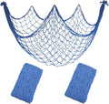 2 Pack Fish Net Decorations, 80x40 Inch Haze Blue Fishing Net Decor for Under The Sea Hawaiian Beach Them Party, 3mm Thick Natural Cotton Versatile Nautical Netting for Party Wall Table Ceiling Decor