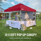 CROWN SHADES Canopy Tent 10x10 Pop Up Canopy Outdoor Shade with Pockets Sidewall, Easy Up Sun Shelter with One Person Set Up Center Lock, Portable Instant Camping Beach Canopy Tents, Red