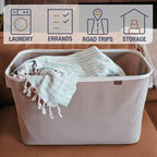CleverMade Collapsible Laundry Basket Hamper - LUXE Mocha 2-Pack 60L - Space Saving Storage Organizer with Handles Foldable Home Organization
