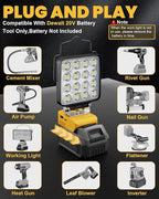 LIVOWALNY Cordless LED Work Light Compatible with Dewalt 20v Battery, 70W 7000LM Flashlight Portable LED Flood Battery Light with USB A & USB C Charging Output Port for Emergency Outdoors and Job Site