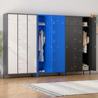 Aobabo Metal Lockable Storage Locker 8 Small Doors and 2 Big Doors, Metal Lockers for empolyees with Hooks, for School Home Office, Assembly Required, 10Doors, Grey White
