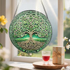 Stained Glass Window Hanging, Pauyadu Tree of Life Sun Catchers, Stained Glass Suncatcher, Tree of Life Decor Gifts for Women, Men, Wife, Lovers, Couple and Friend - 8 Inch