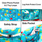 Love&go Soft Pillow Attached 2-in-1 Shopping Cart and High Chair Cover for Baby~Padded~Fold'n Roll Style~Portable with Free Carry Bag (Blue Seaworld)