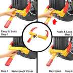 KAYCENTOP Universal Wheel Lock, Security Trailer Wheel Lock, Tire Lock Anti Theft for Trailers Golf Cart SUV Boat ATV Motorcycle Camper, 2 Packs with 6 Alike Keys (Yellow-Red)