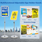 6-Packs Sign Holder Stand for Display 8.5x11 Inch - Adjustable Floor Standing Sign Holder - Pedestal Poster Stand with Vertical/Horizontal View, Indoor/Outdoor Business & Store Signage(Silver)