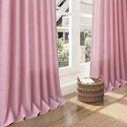 Linen Look Rose Curtains 84 Inch Long 2 Panel Set with Back Tab Rod Pocket Light Filtering Privacy Semi Sheer Textured for Neutral Farmhouse Style Bedroom and Living Room 52x84