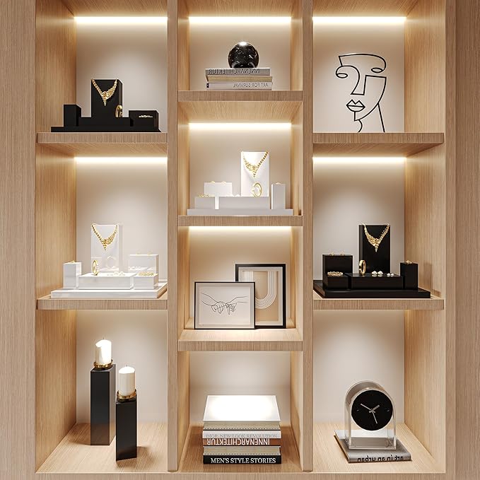 Oirlv Solid Wood Minimalism Style Jewelry Display Stand Showcase Jewelry Organizer Square Holder(SM05203)