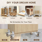 W B D WEIBIDA 3 Inch Side Mount Casters Wheels, L-Shaped Rubber Casters Set of 4, 360 Degree Ball Bearing Swivel Casters, Heavy Duty Locking Casters Wheels for Workbench, Baby Beds, Cabinets, Tables
