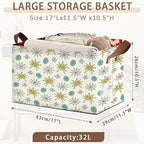 Mid Century Modern Storage Basket Large 17x11.5x10.5 Inche-Collapsible Fabric Organizer Bin with Handles for Living Room, Bedroom, Blankets-Decorative Hamper with Vintage Geometric Design-Single Pack