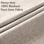 MIULEE Linen Blackout Curtains and Drapes 100% Room Darkening Thermal Insulated Grommet Window Panels with Coating 2 PCs W 42 x L 63 inches Khaki