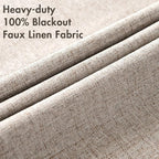 MIULEE Linen Texture Curtains for Bedroom Solid 100% Blackout Thermal Insulated Khaki Curtains Grommet Room Darkening Drapes Luxury Decor for Living Room Nursery 52x96 Inch (2 Panels)