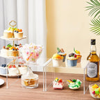 2 Pcs 8 Inch Large Acrylic Risers Display Stands 5 mm Thick Acrylic Shelf Riser Showcase for Collectibles Jewelry Cupcakes Food Figures Perfume Cabinet (Clear)