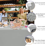 Nasitos 2 Pack Spandex 4 ft Table Cloth-Open Back Stretch Grey Fitted Tablecloth Rectangle Tables, Washable and Wrinkle Resistant Table Covers for Parties, Wedding, Banquet, Trade Show