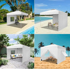 MFSTUDIO 10x10 Pop Up Canopy Tent with Removable Sidewalls, Outdoor Enclosed Instant Portable Shelter with Breathable Mesh Windows, One Person Setup, White