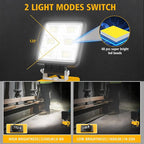 T-SUN Rechargeable LED Work Light, Portable Work Light Compatible with Dewalt 20V Battery, Cordless Flashlight Flood Light 52W 5200LM with USB &Type C Charger Port for Workshop, Garage Repair (2 Pack)