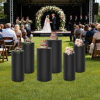 Eapmic Pedestal Stands for Party, Cake Pedestal Stand, Dessert Table Display Plinth Pillars, Sculpture Display Column Decoration Cube for Wedding Birthday (Black, Cylinder-6Pcs(27.56"+26"+23.62"))